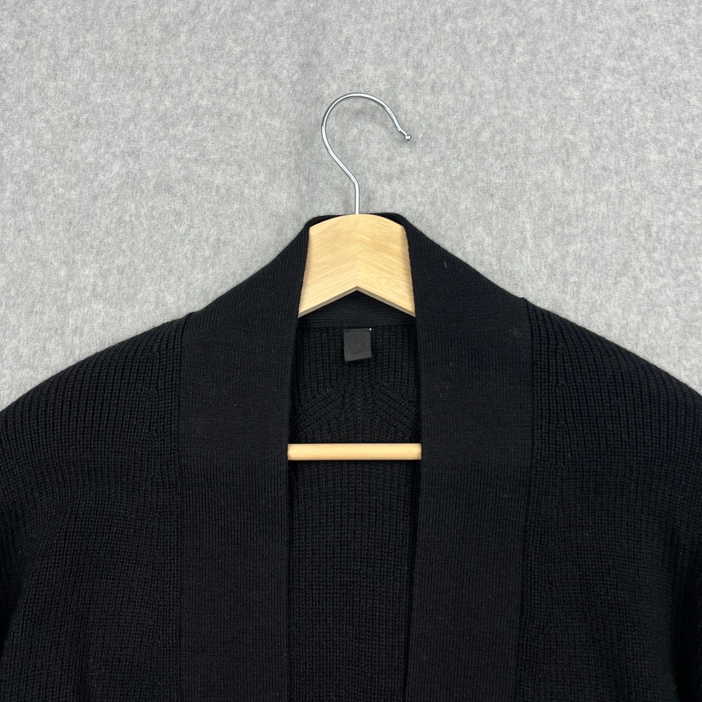 Lululemon Merino Wool-Blend Ribbed Long Wrap Sweater Womens 8 Black Cardi W3GKBS - Picture 2 of 10